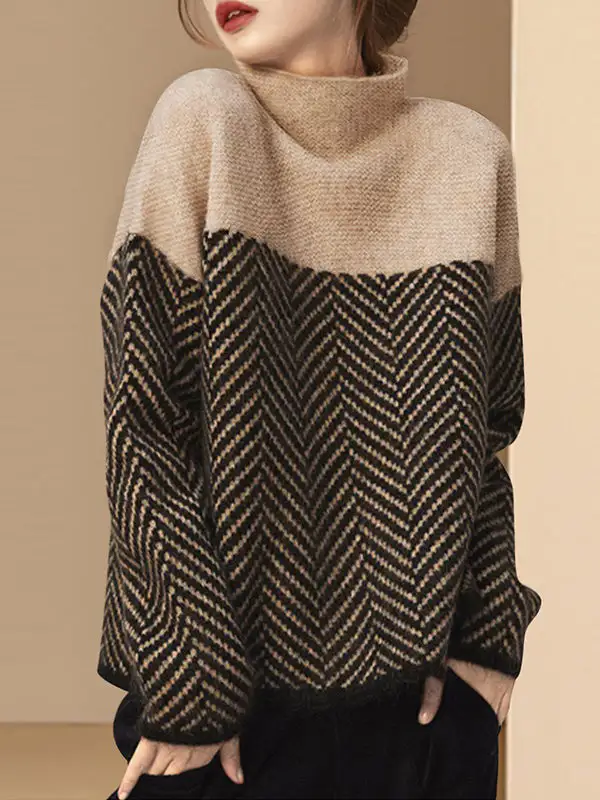 Casual High Neck Relaxed Fit Sweater