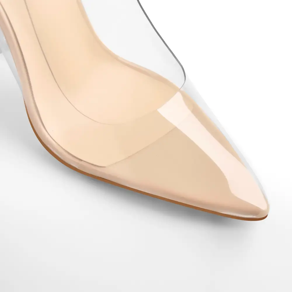 Pointed Toe Transparent Heel Pumps