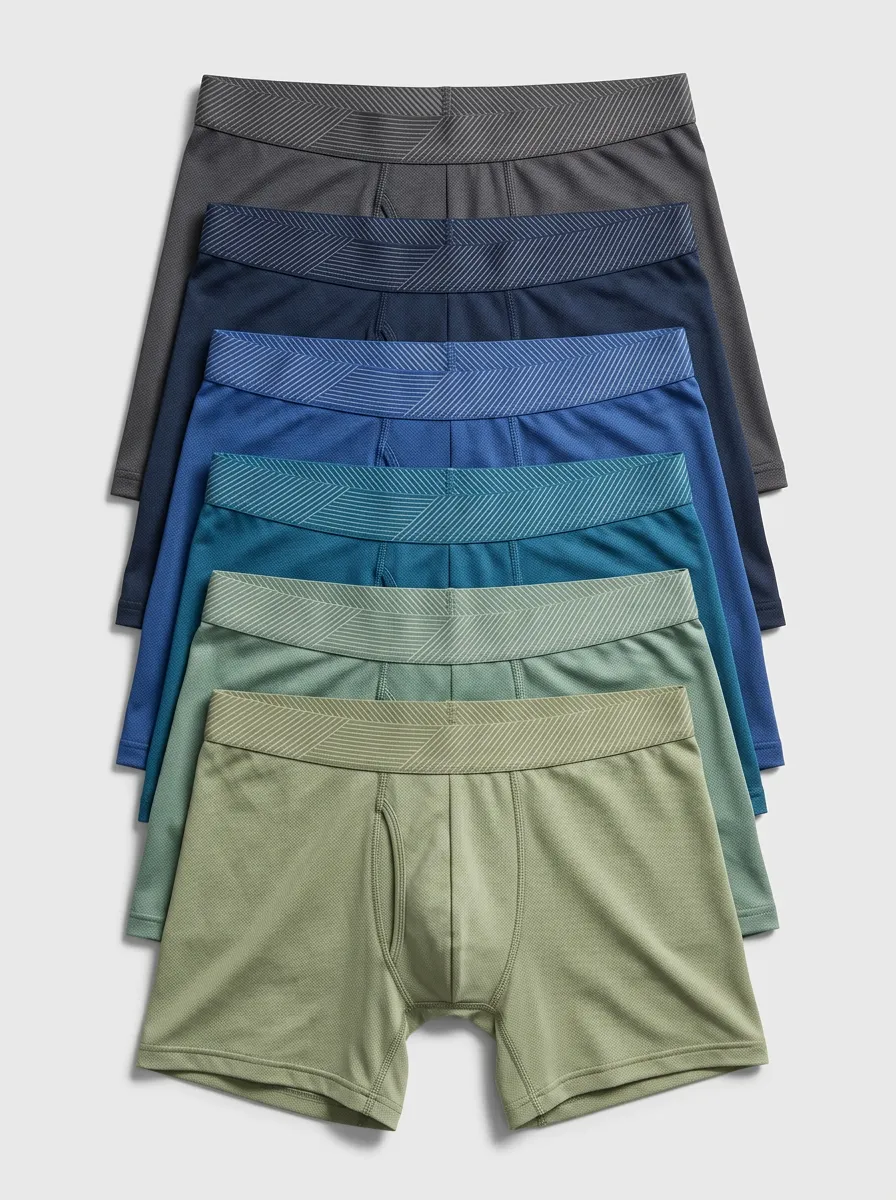 Men's Herringbone Waistband Breathable 6-Pack Boxer Briefs