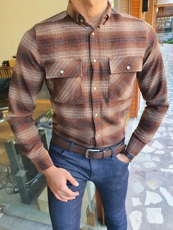Modern Slim Fit Cotton Plaid Casual Shirt