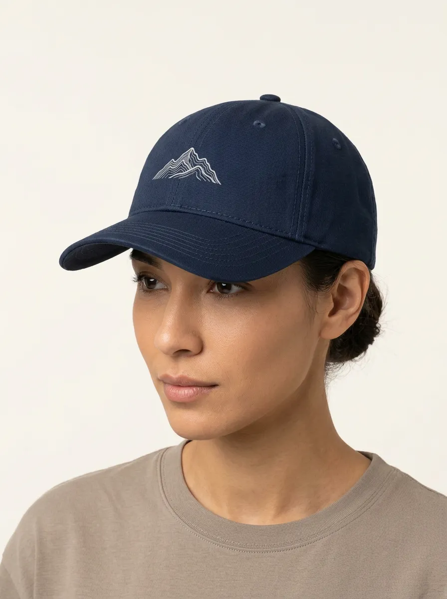 Unisex Mountain Line-Art Outdoor Curved-Brim Baseball Cap