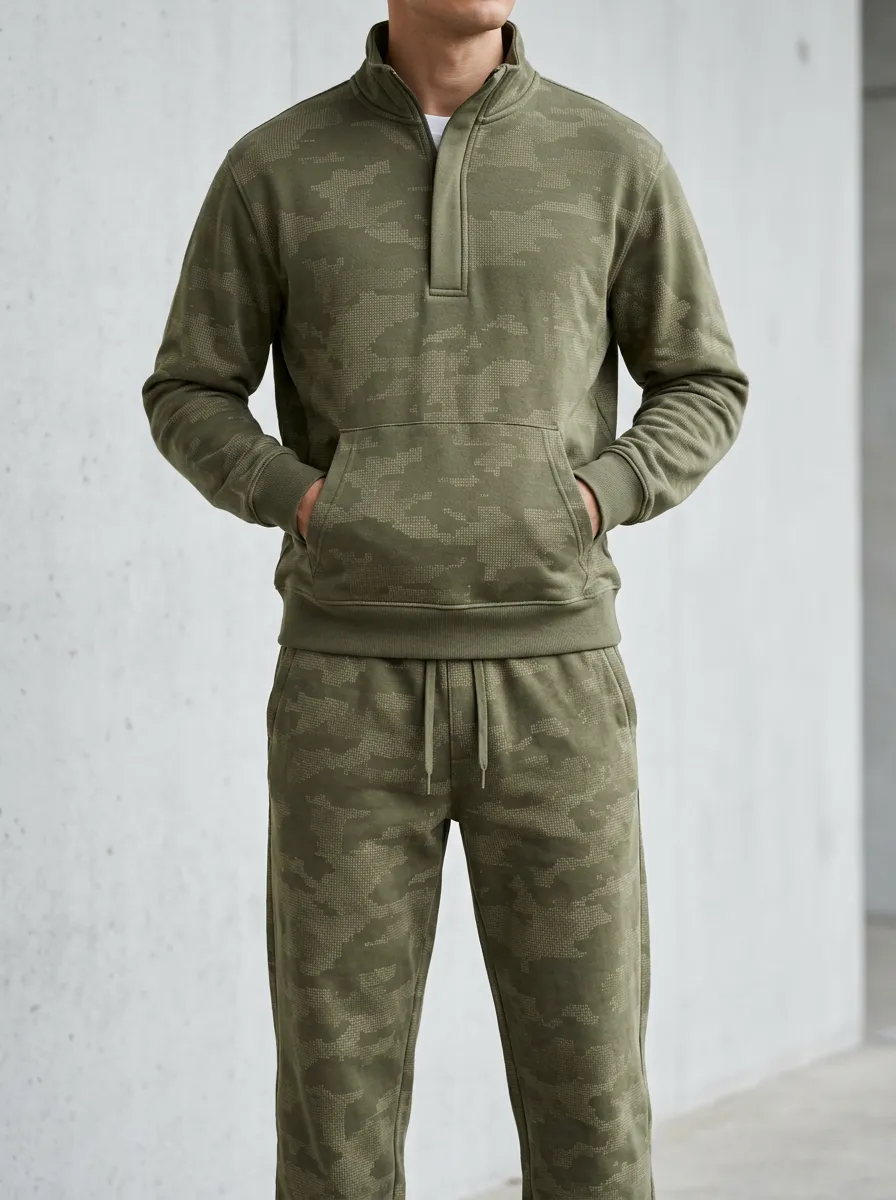 Men's Casual Activewear Camo Print Jogger Set