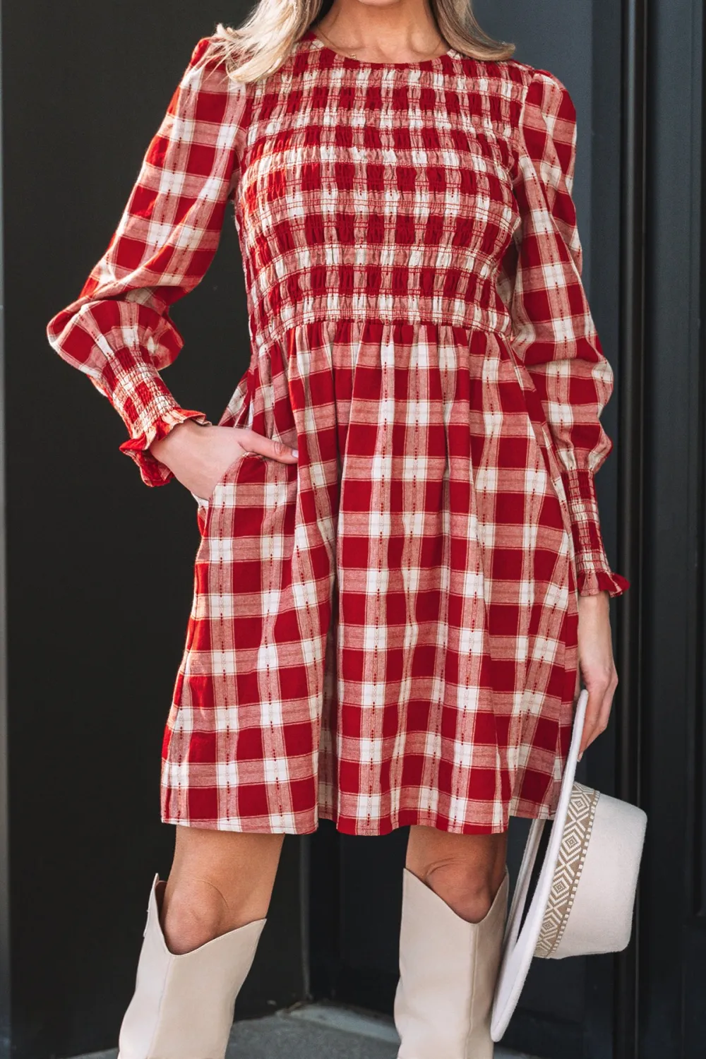 Soft Everyday Smocked Puff Sleeve Mini Dress