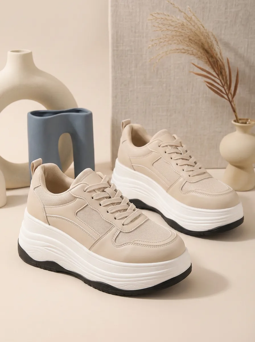 Mesh Women's Chunky Platform Shoes