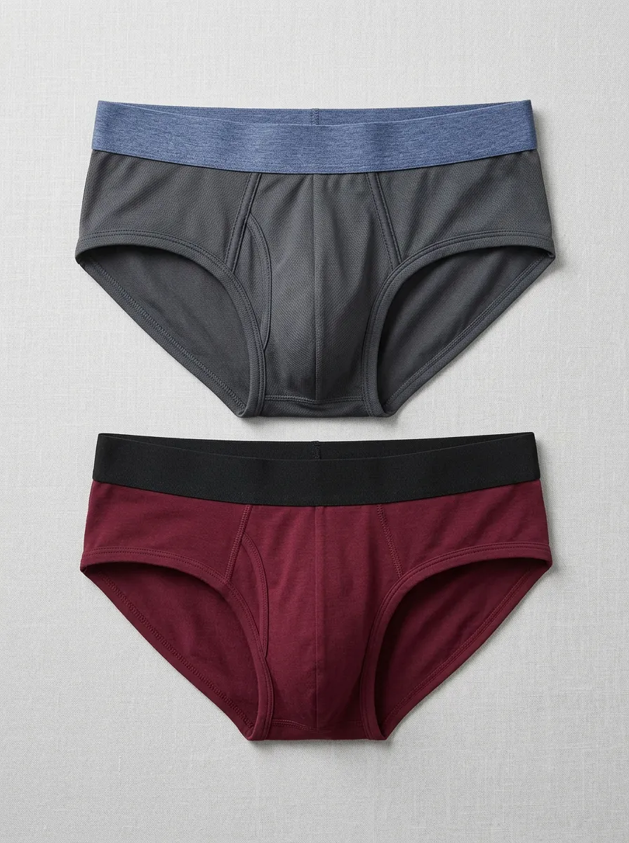Men's Solid Color Elastic Waistband Cotton Briefs Underwear Set Underwear