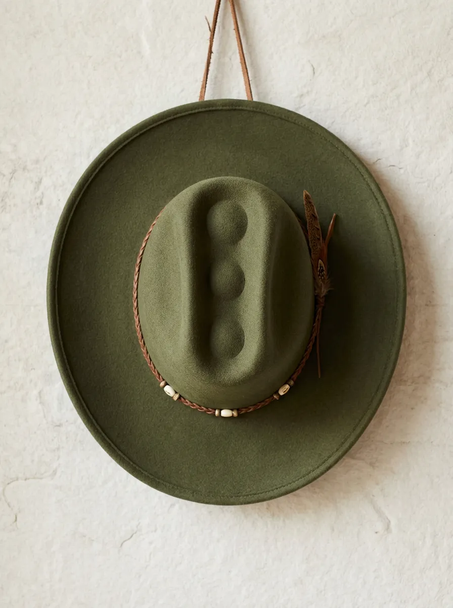 Unisex Felt Cowboy Hat with Bead Accents