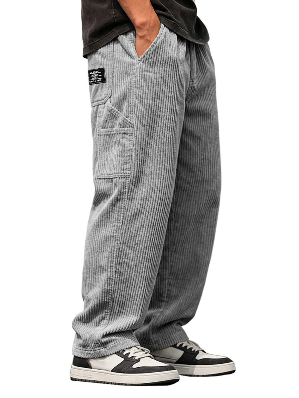 Layered Corduroy Utility Pocket Pants