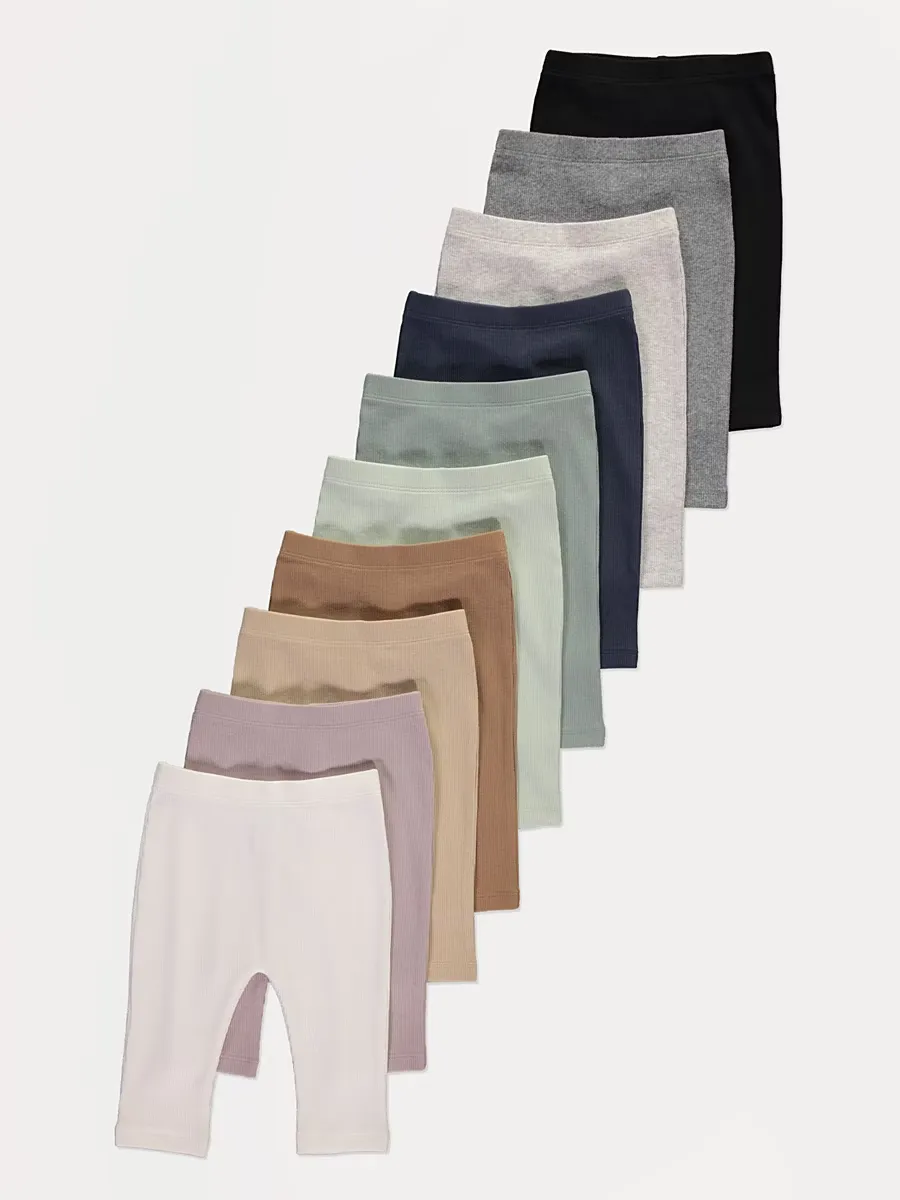 Pastel Ribbed Leggings 10 Pack