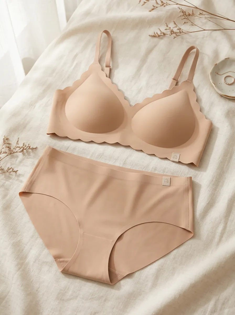 Women's Scalloped Edge Seamless Scalloped Lingerie Set