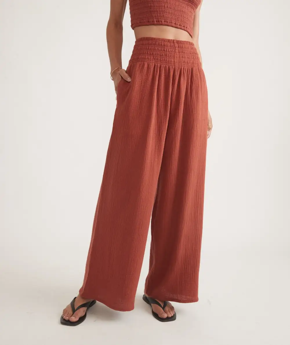 Rust Double Cloth Palazzo Pant