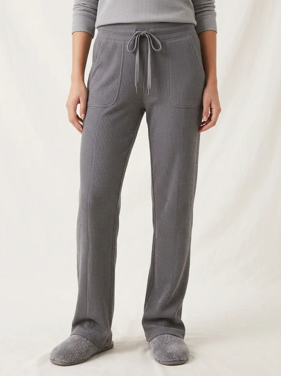 Women's Casual Loungewear Waffle Knit Drawstring Lounge Pants