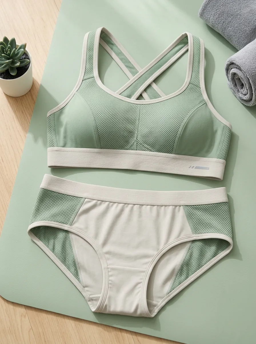 Women's Sports Fitness Mesh Cross Lingerie Set