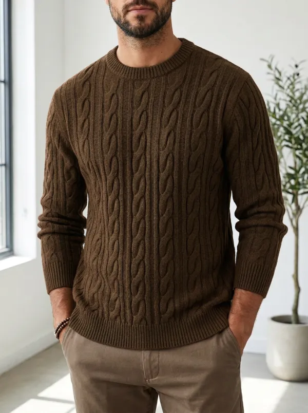 Men’s Ribbed Cable-Knit Sweater