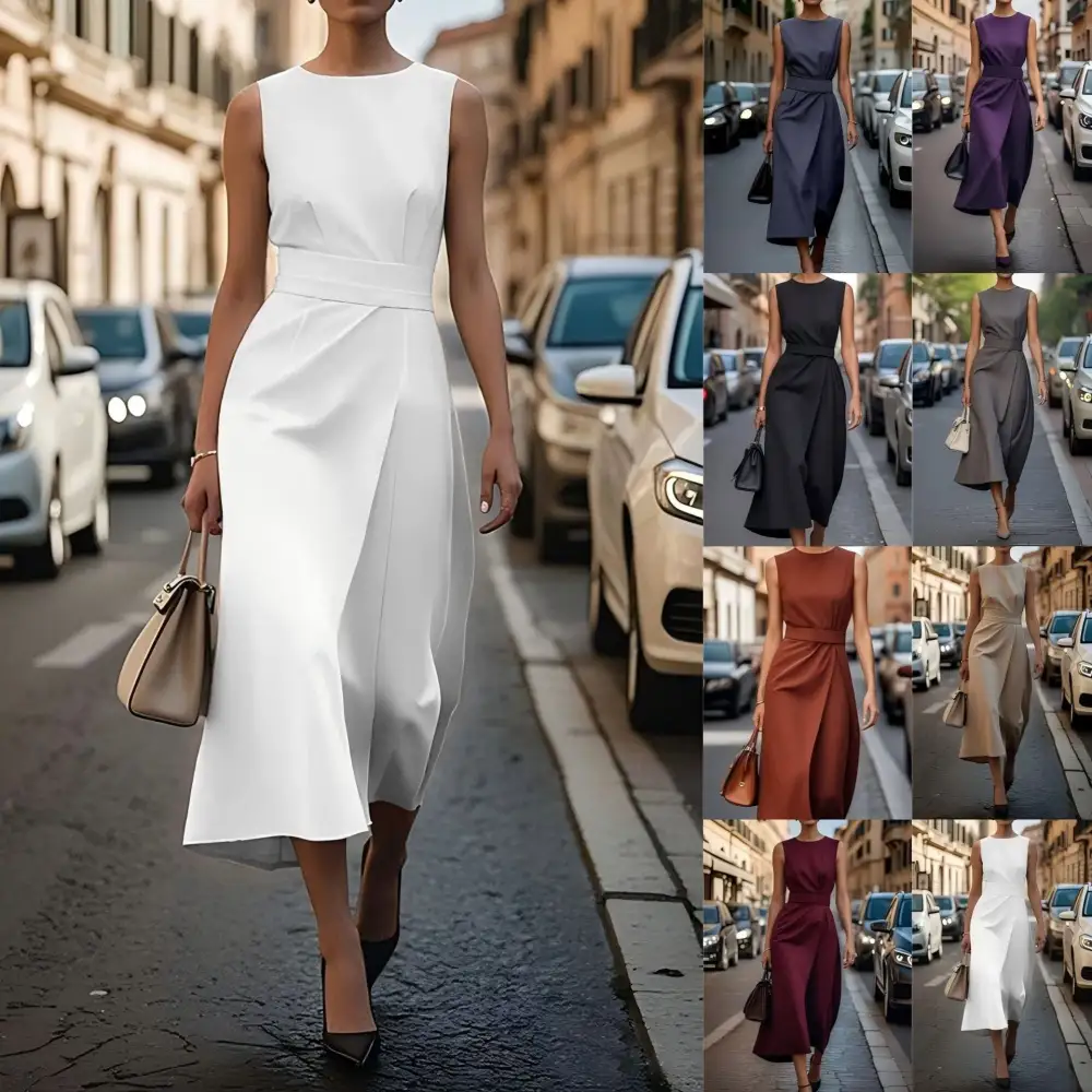 Women's Fitted Belted Bridal Maxi Dress