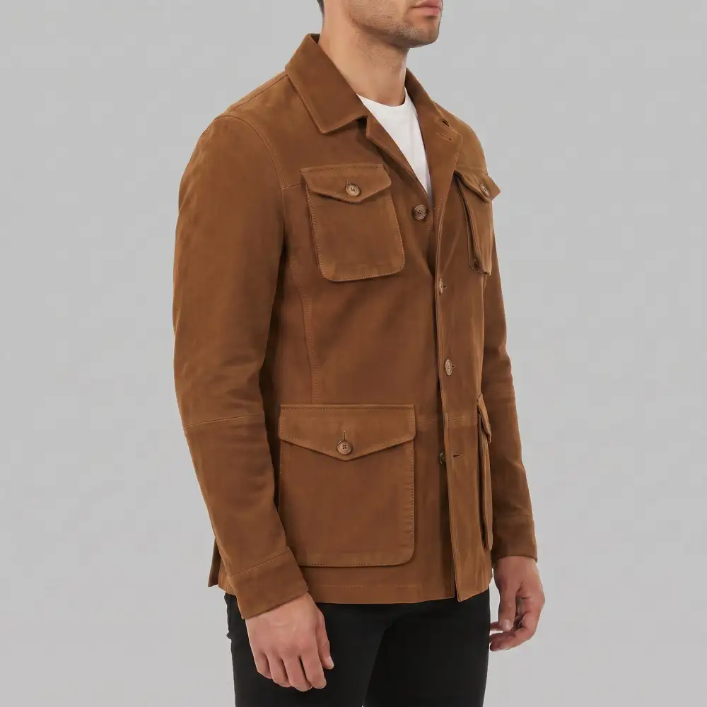 Suede Lapel Collar Jacket