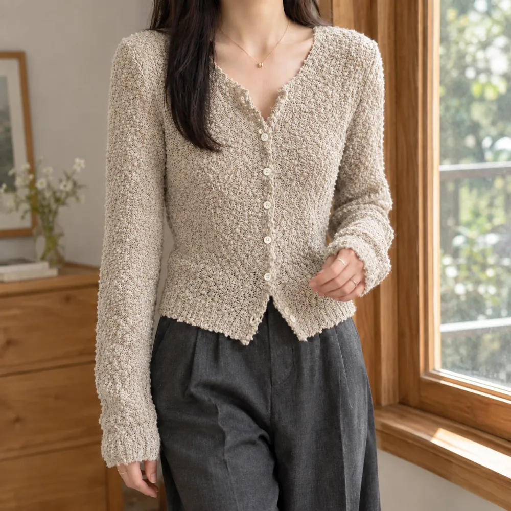 Textured Open-Knit Cardigan