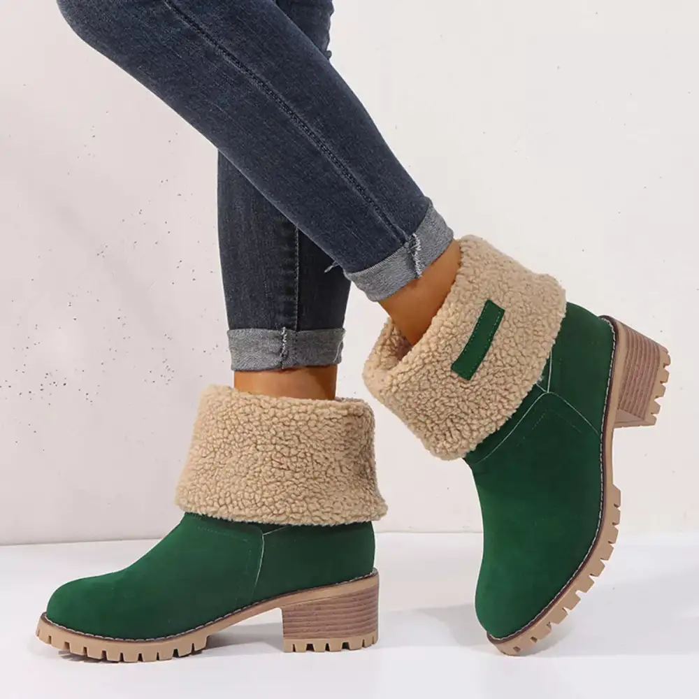 Refined Round Toe Block Heel Boots