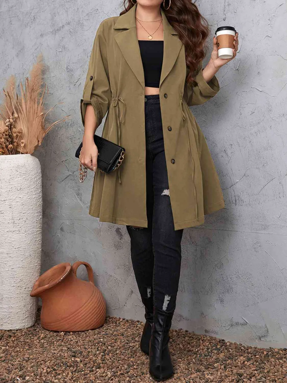 Nina'S Plus Size Lapel Collar