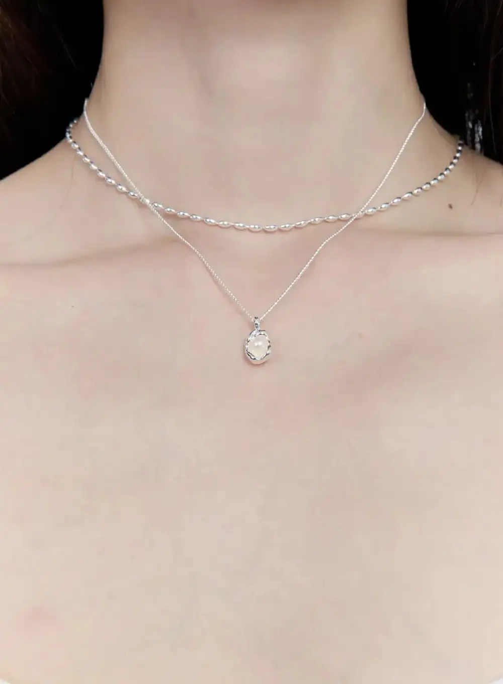 Elegant Double Chain Pendant Necklace