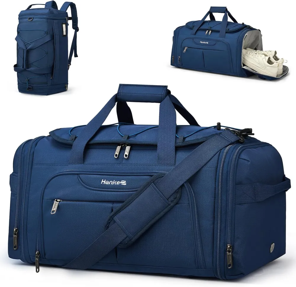 Hanke Expandable Carry On Duffle Bag for Travel 45L-55L Grey