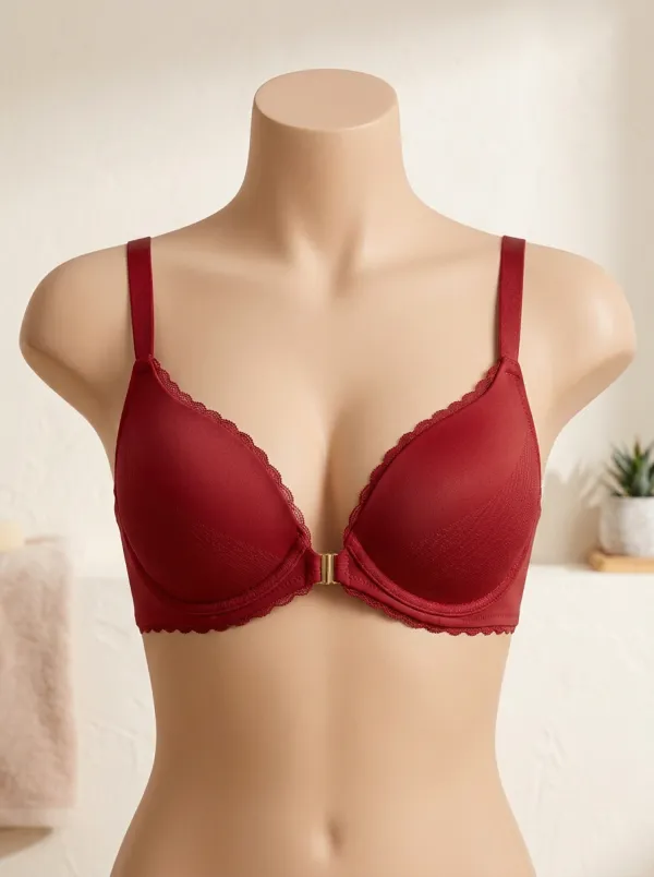 Women's Front-Closure Lace-Trim Bra