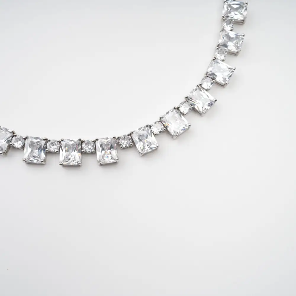 Silver Tone Crystal Embellished Necklace