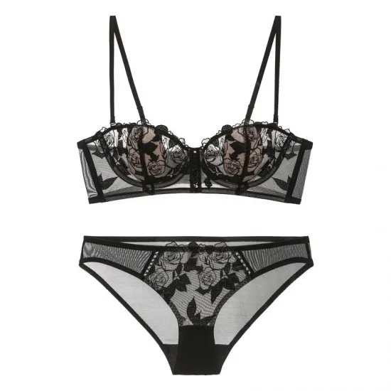 Classic Floral Lace Bra Panty Set