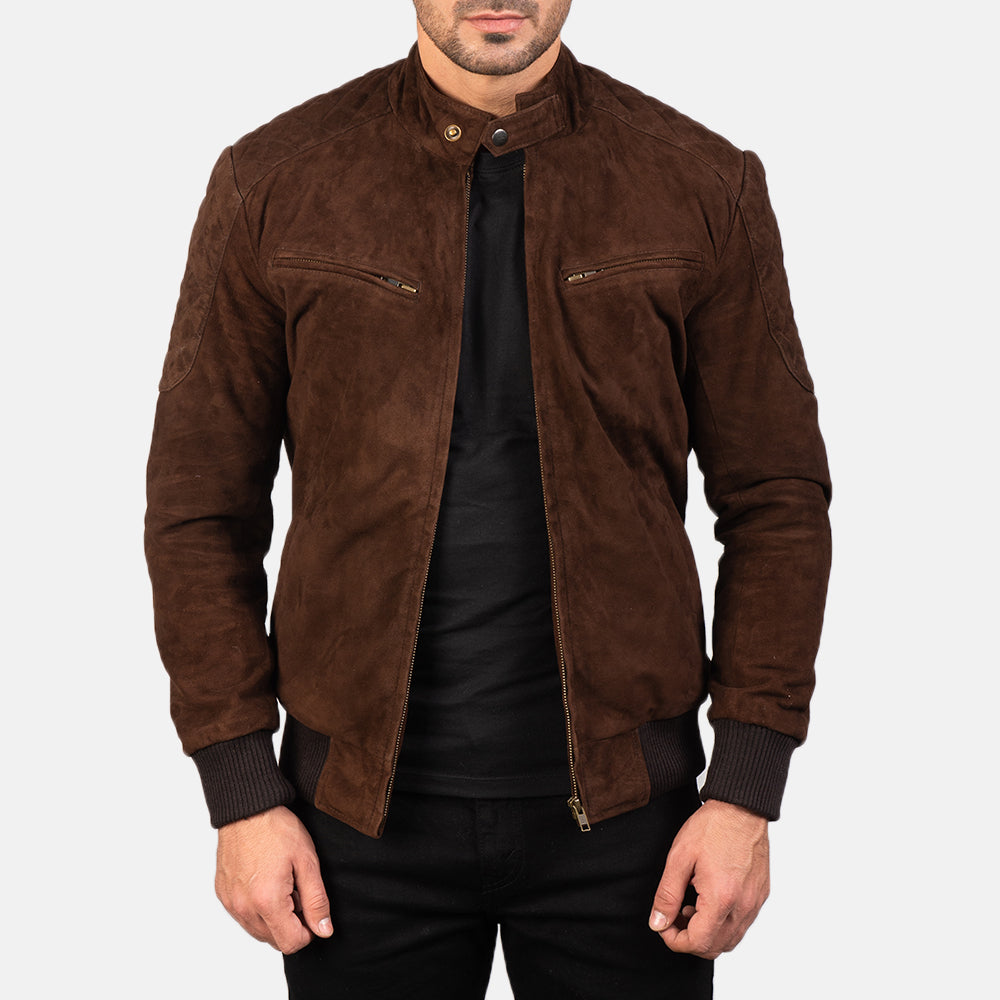 Men's Classic Bomber Suede Jacket