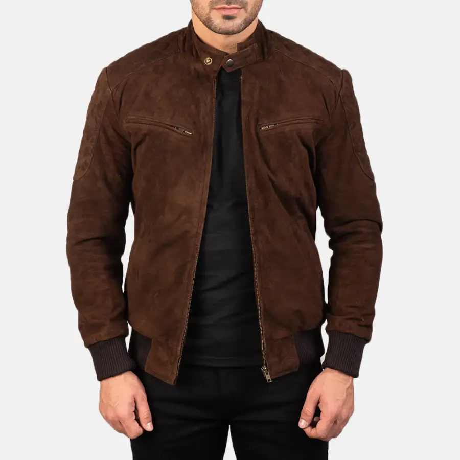 Men's Classic Bomber Suede Jacket