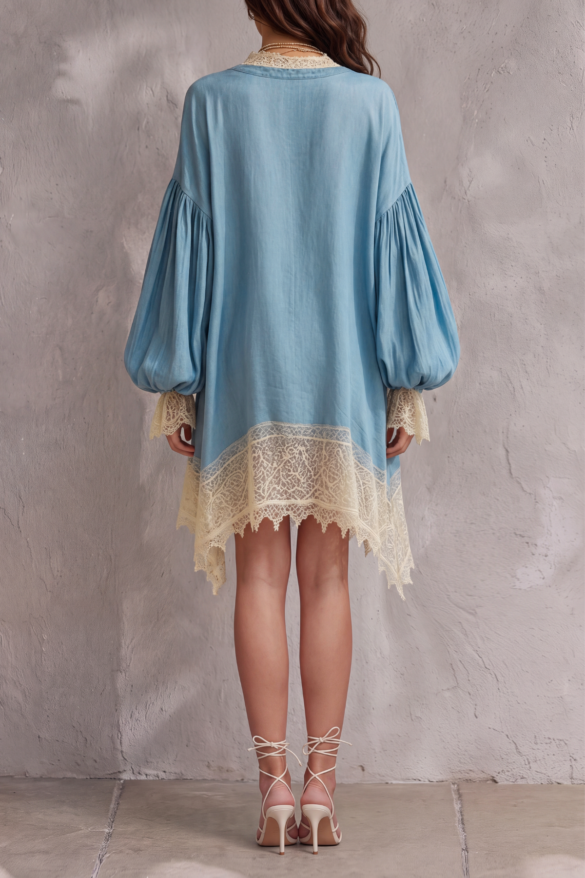Lace Trim Lace Mini Dress