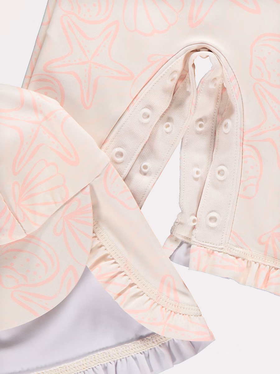 Pink Shell Sun Protection Rashsuit and Hat detail 1