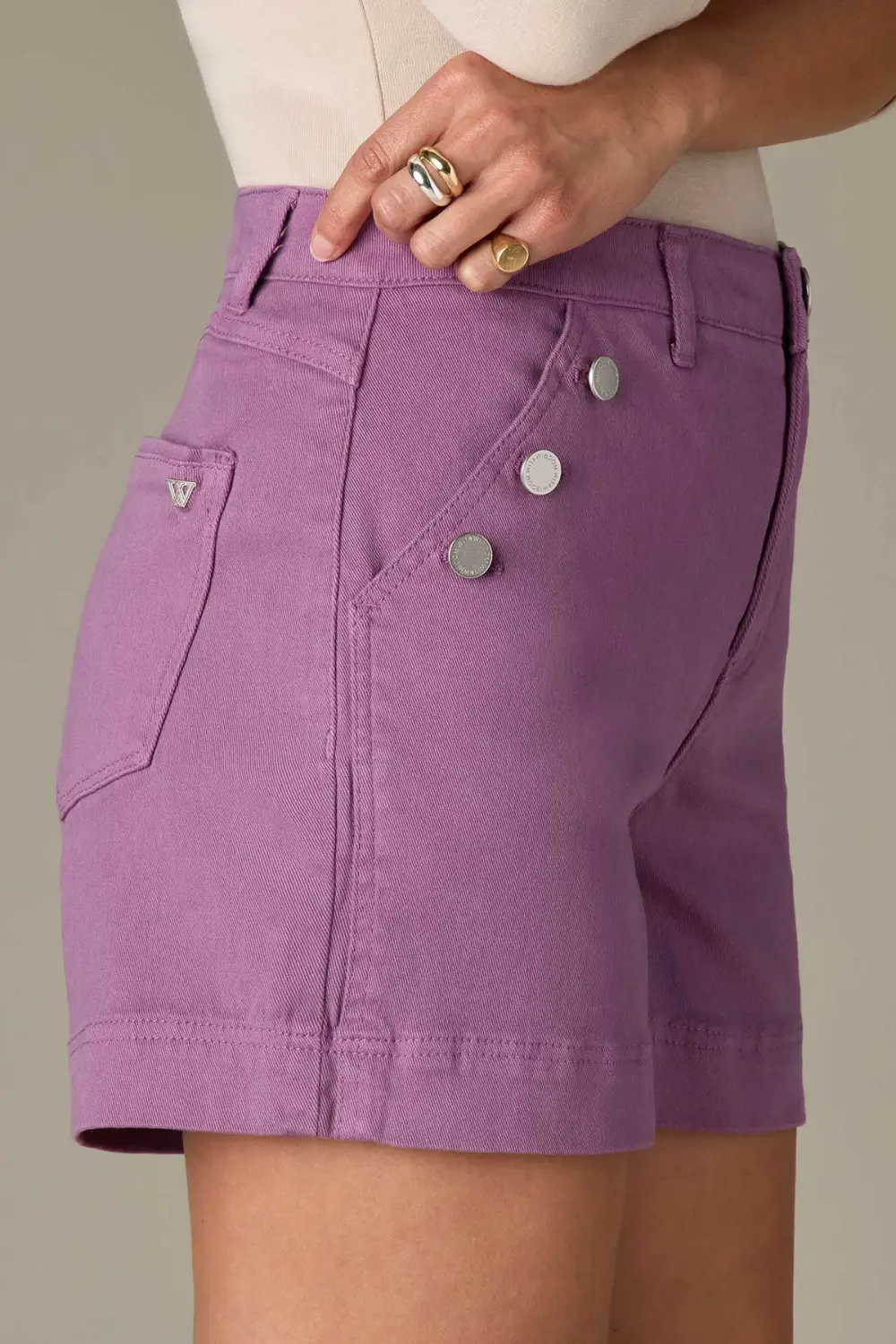 Double Side Seam Sailor Button Pocket Shorts