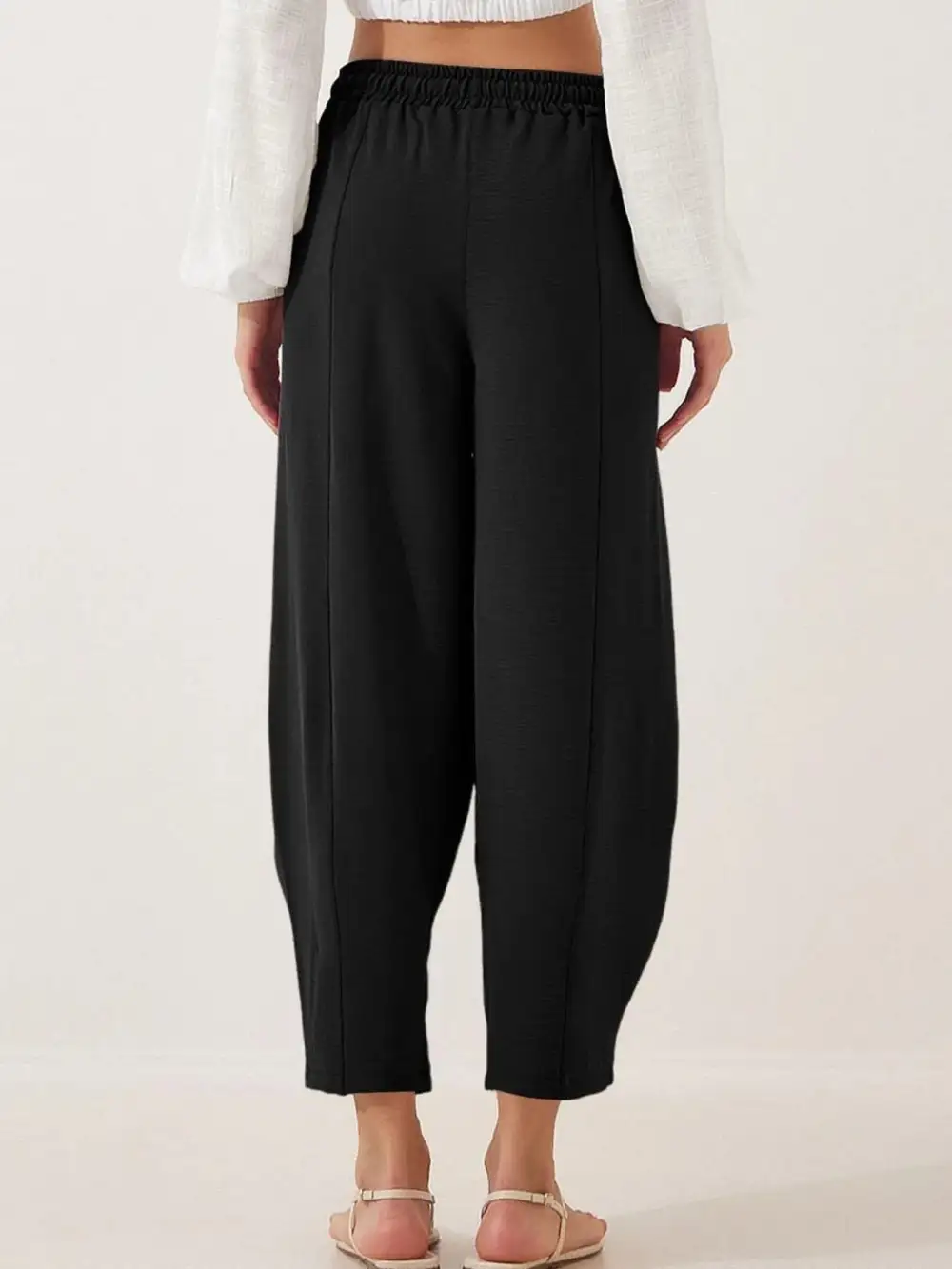Full Size Drawstring Wide Leg Cropped Pants Plus Size