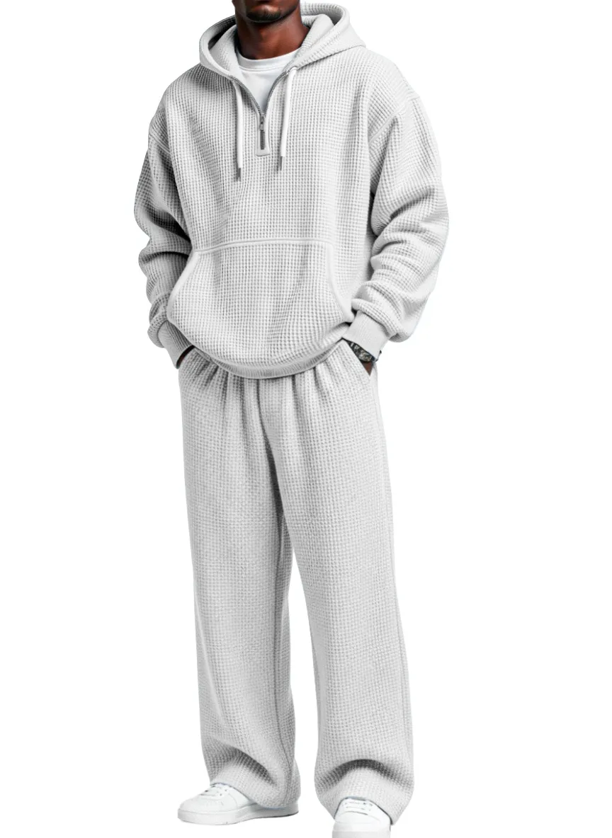 Textured Knit Hooded Zip Set