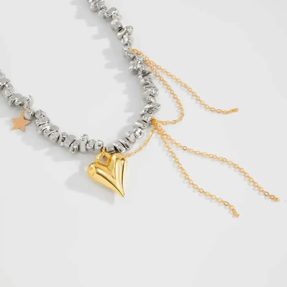 Pleated Heart Necklace