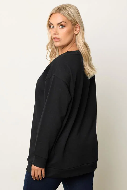 Black 'Botanical' Floral Sweatshirt detail 2
