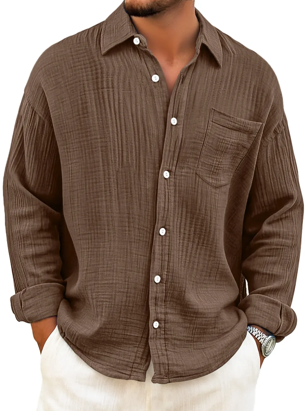 Layered Long Sleeve Pocket Shirt