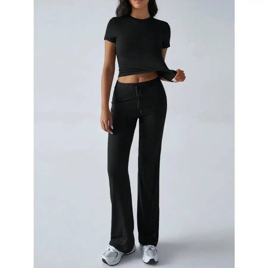 Everyday Round Neck Short Sleeve Top and Pants Set
