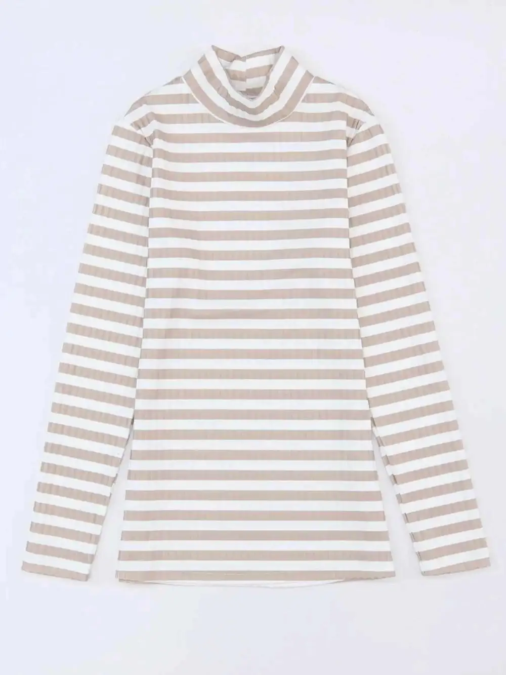 Striped Textured Knit Long Sleeve Tee