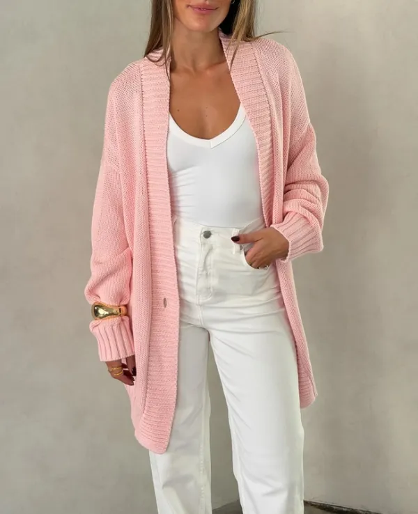 Pink Oversized Knit Cardigan
