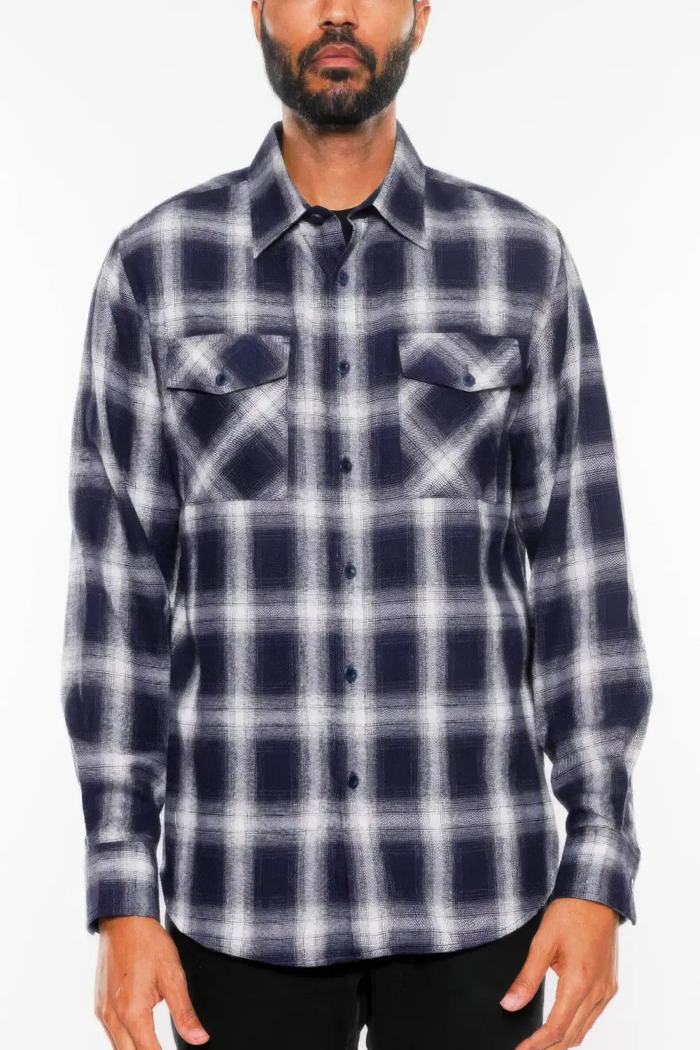Full Plaid Checkered Flannel Long Sleeve Shirt