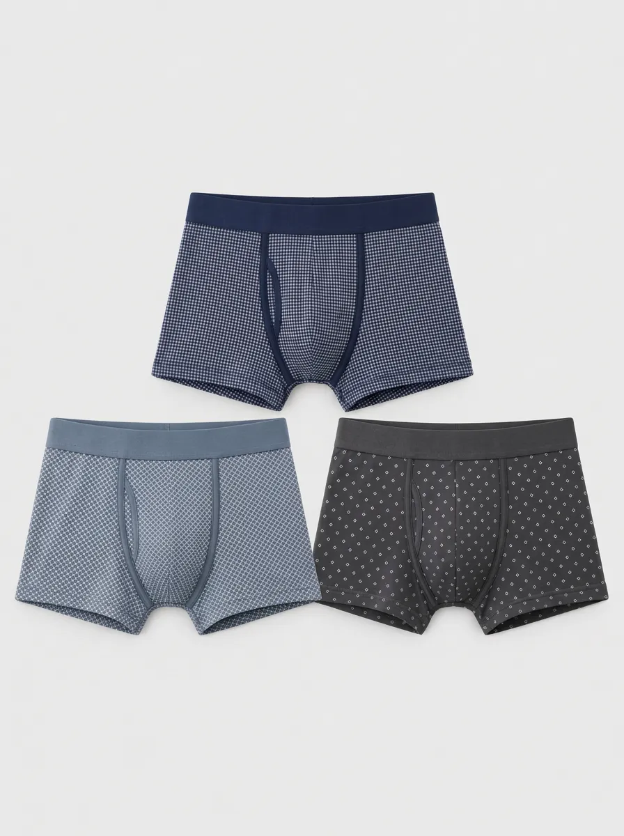Men's Geometric Pattern Multi-pack Printed Boxer Briefs