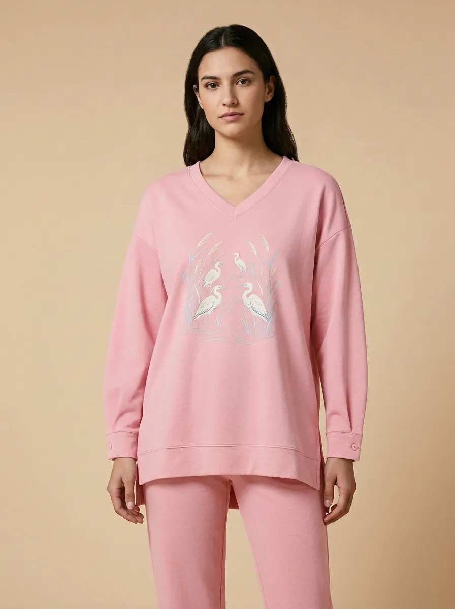 Women's V-Neck Graphic Sweatshirt