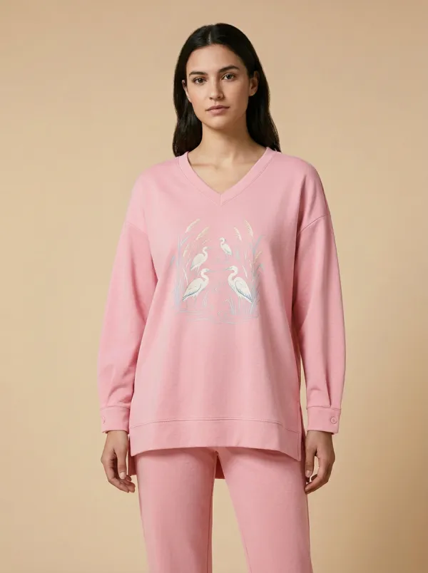 Women's V-Neck Graphic Sweatshirt