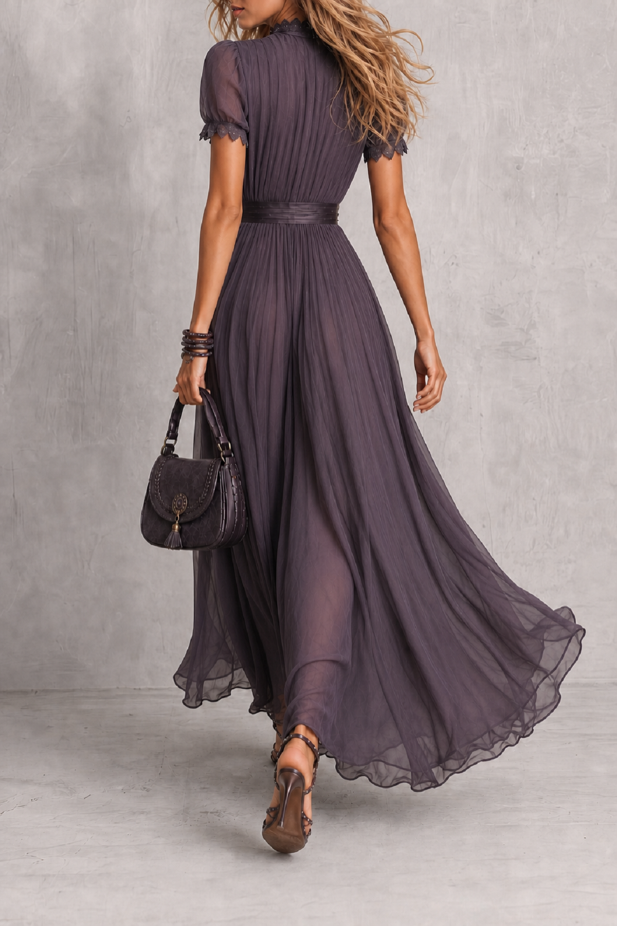 Lace Trim Lace Maxi Dress