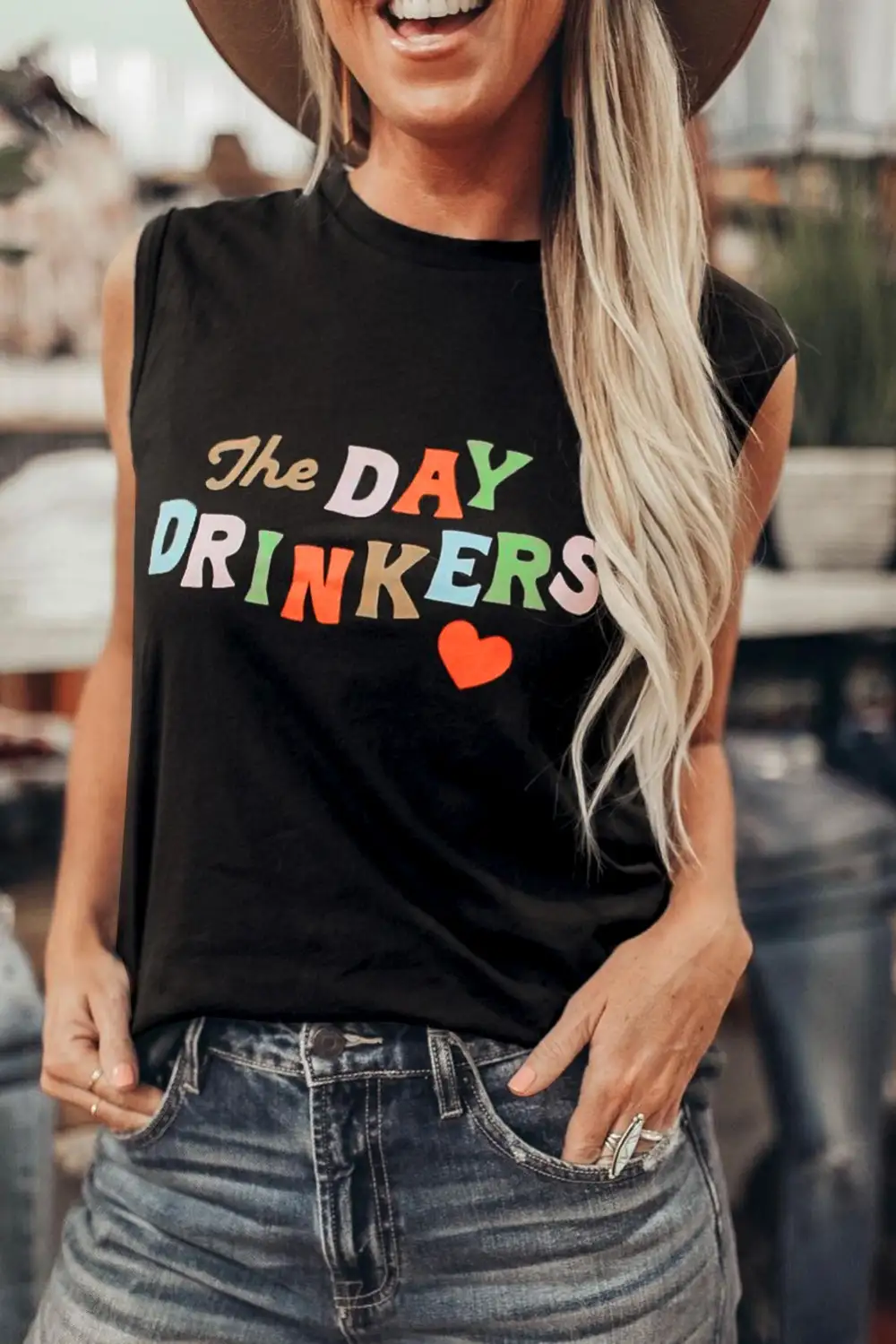 Drinkers Letters Print Tank Top