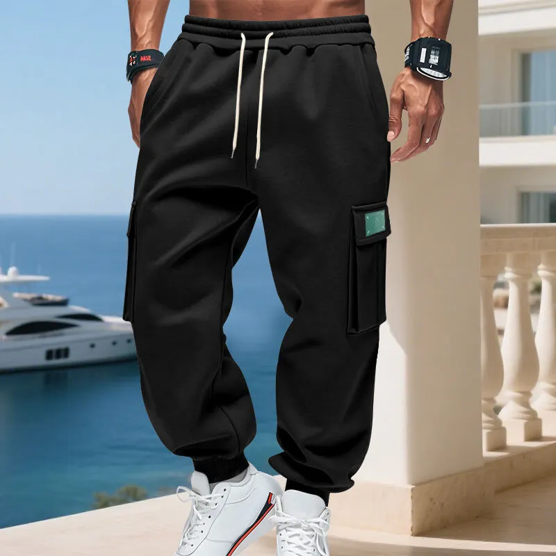 Men's Cargo Jogging Pants Pockets Waistband Cargo Pants