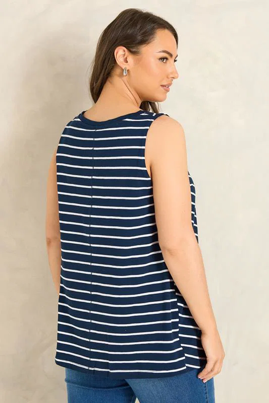 ESSENTIAL 4 Pack Navy Blue & White Vest Tops detail 1