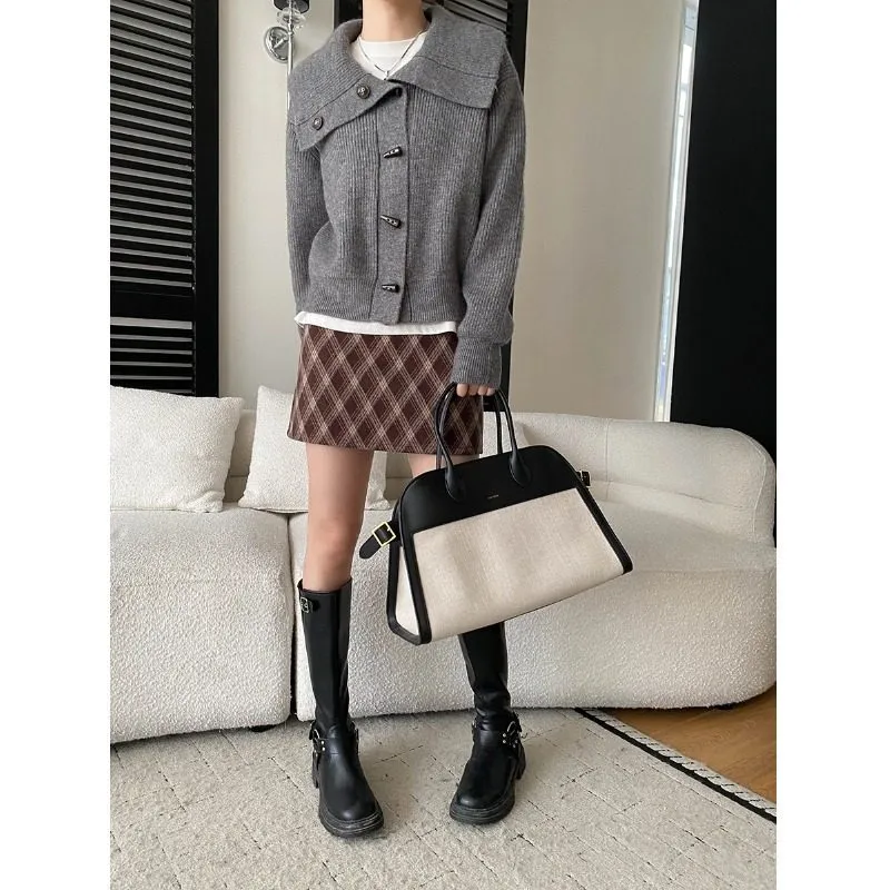 Versatile Vintage Horn Button Cardigan Sweater