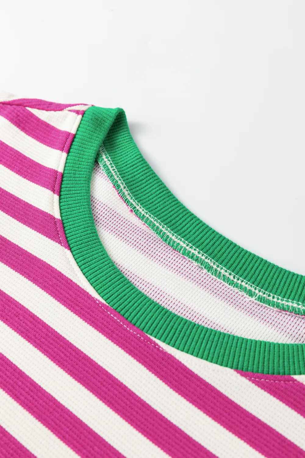 Rose Stripe Short Puff Sleeve Tee